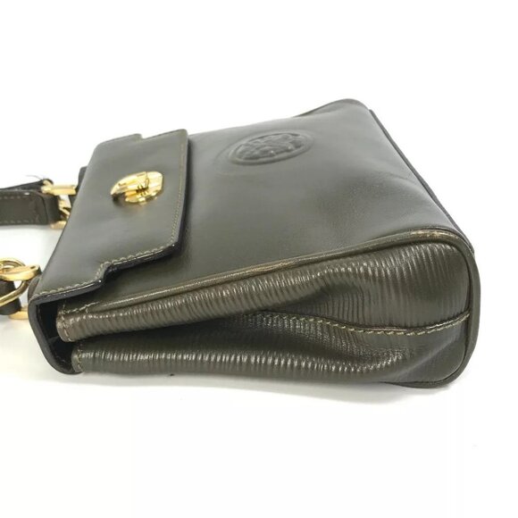 FENDI Hand Bag vintage Bag 2WAY Crossbody Shoulder Bag Leather khaki - Picture 7 of 16